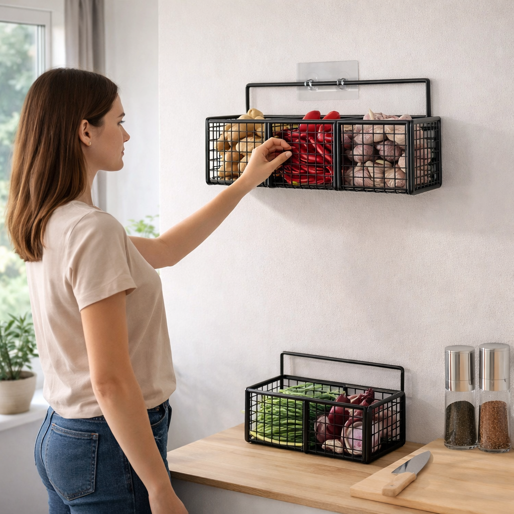 Étagère Murale De Cuisine À Épices Noire Métallique