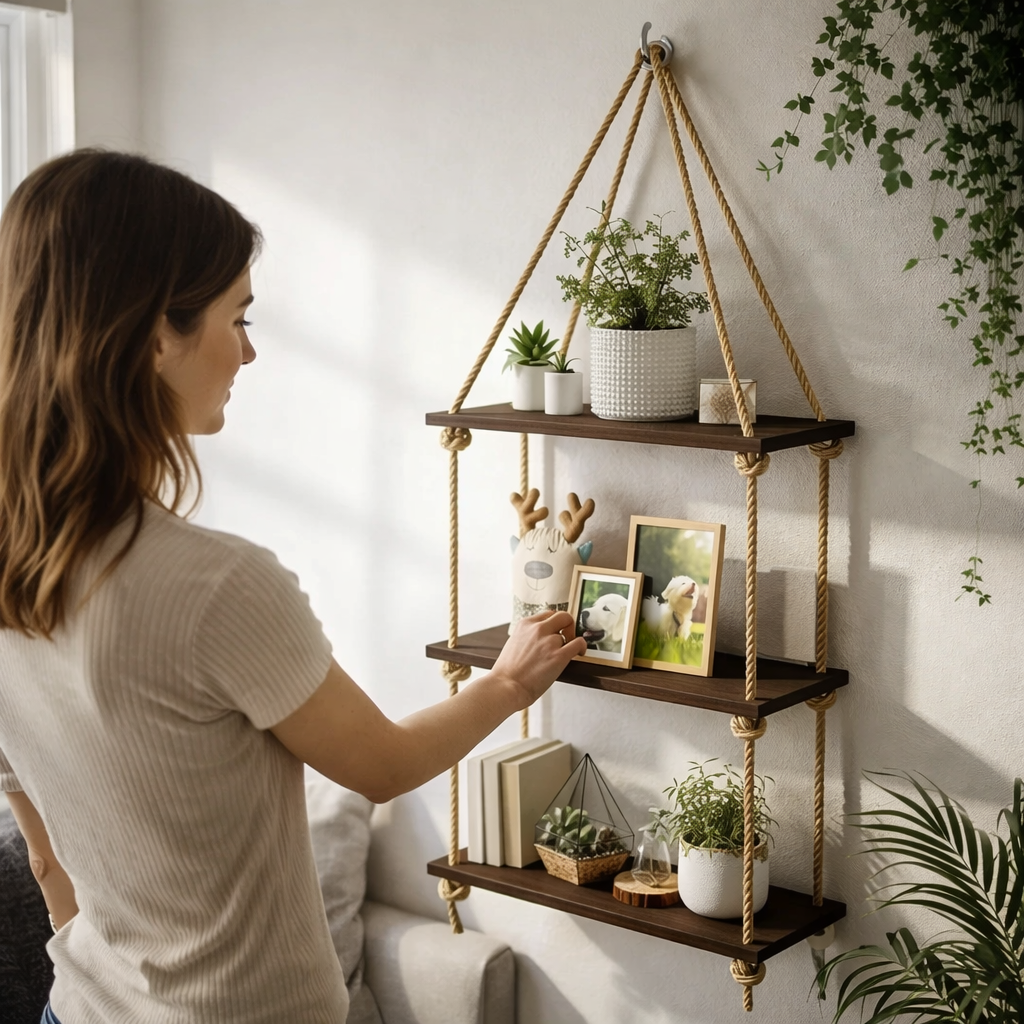 Étagère Murale Suspendue à 3 Étages