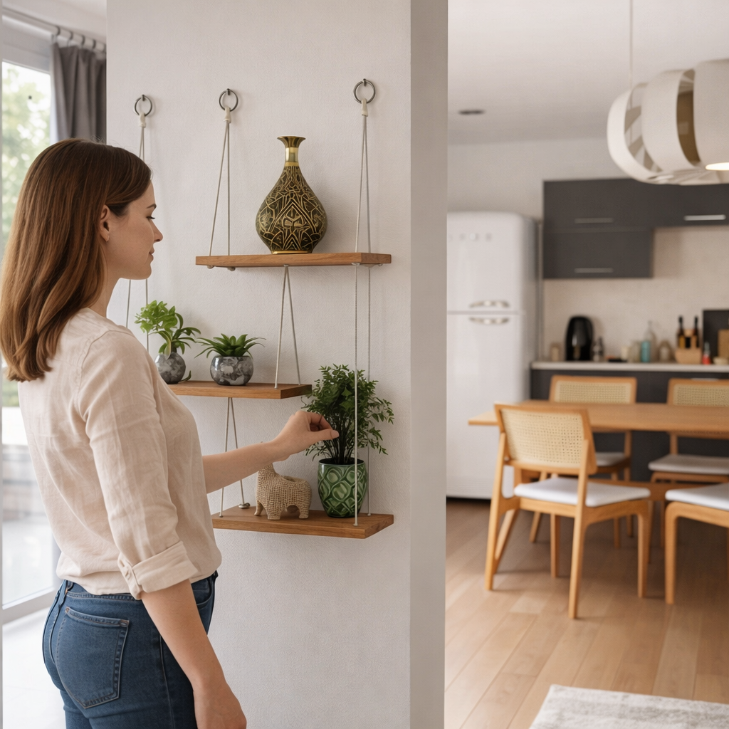 Étagère Murale Suspendue à 3 Étages En Bois