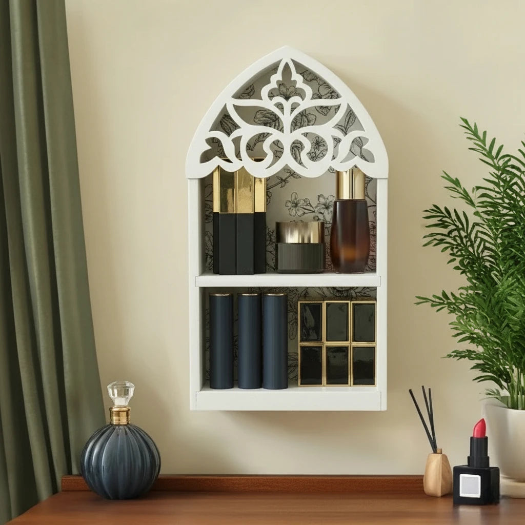 Étagère Murale Vintage En Bois Naturel À 2 Étages Sans Percer