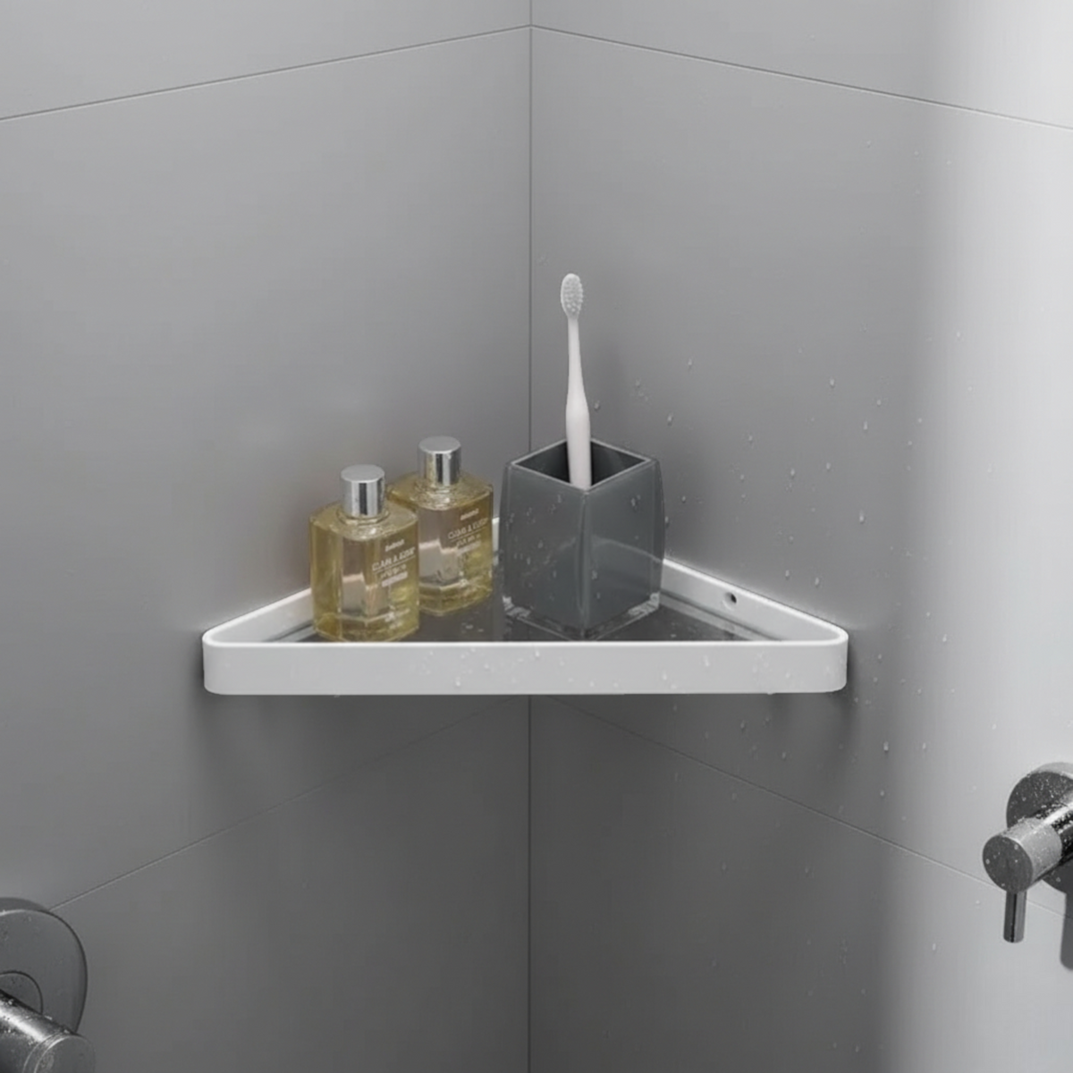 Étagère Murale De Salle De Bain En Verre À Rebords Métalliques Épais À Fixations Invisibles