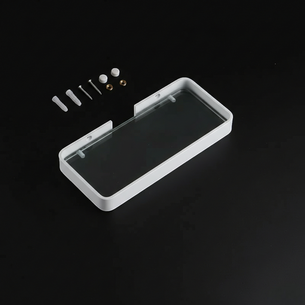 Étagère Murale De Salle De Bain En Verre À Rebords Métalliques Épais À Fixations Invisibles