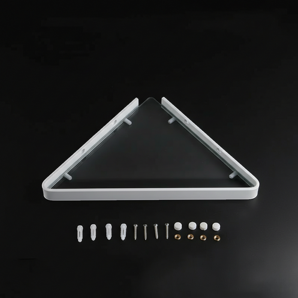 Étagère Murale De Salle De Bain En Verre À Rebords Métalliques Épais À Fixations Invisibles