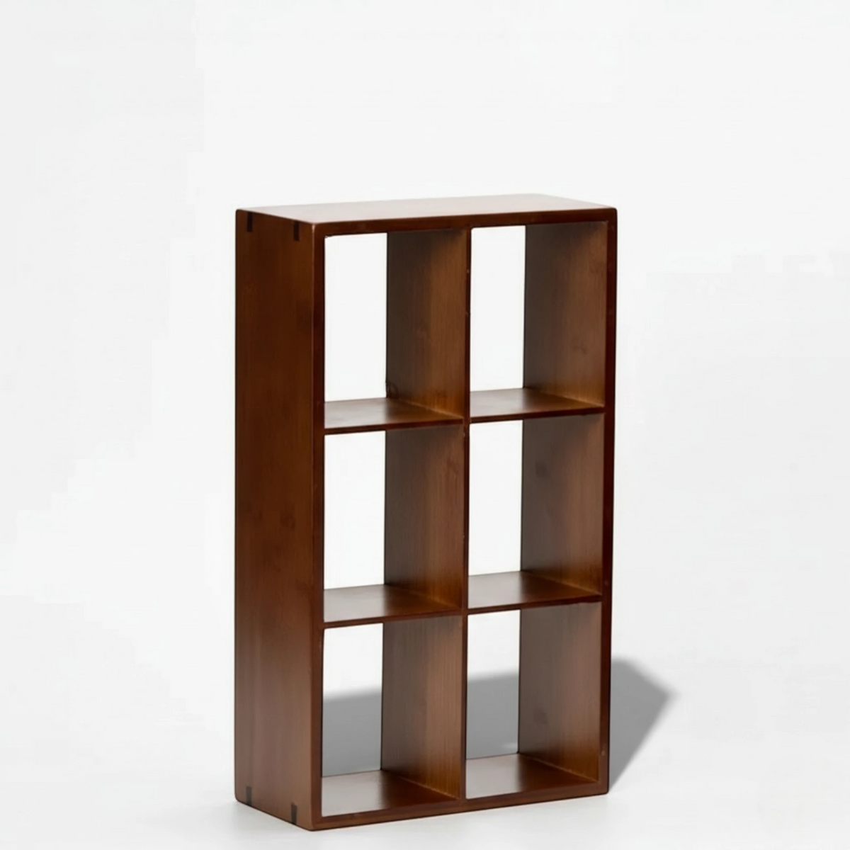 Étagère Murale En Bois De Bambou Foncé À Étages Compartimentés À Fixations Invisibles