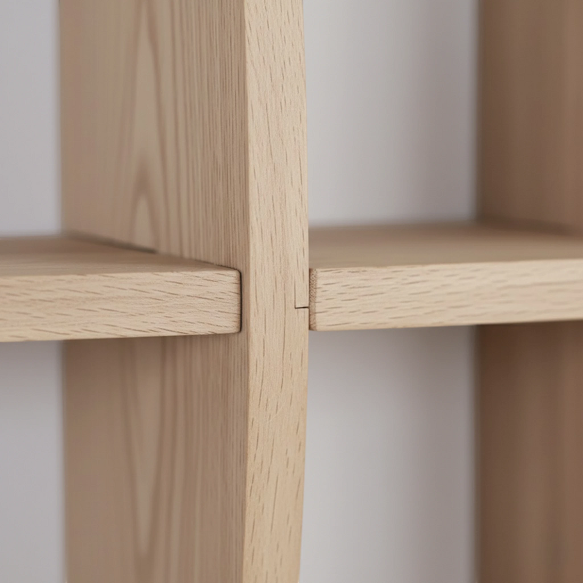 Grande Étagère Murale En Bois Naturel À Étages Compartimentés À Fixations Invisibles