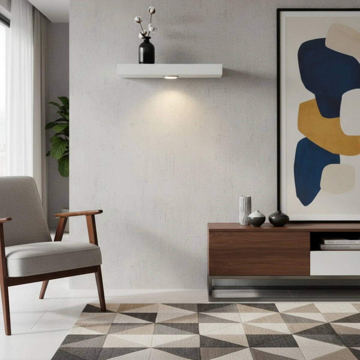 Étagère Murale Blanche En Bois Naturel À Lumière Intégrée