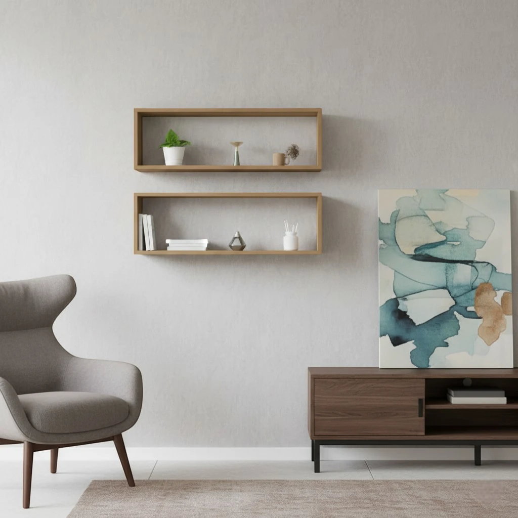 Doubles Étagères Murales En Bois Naturel Clair