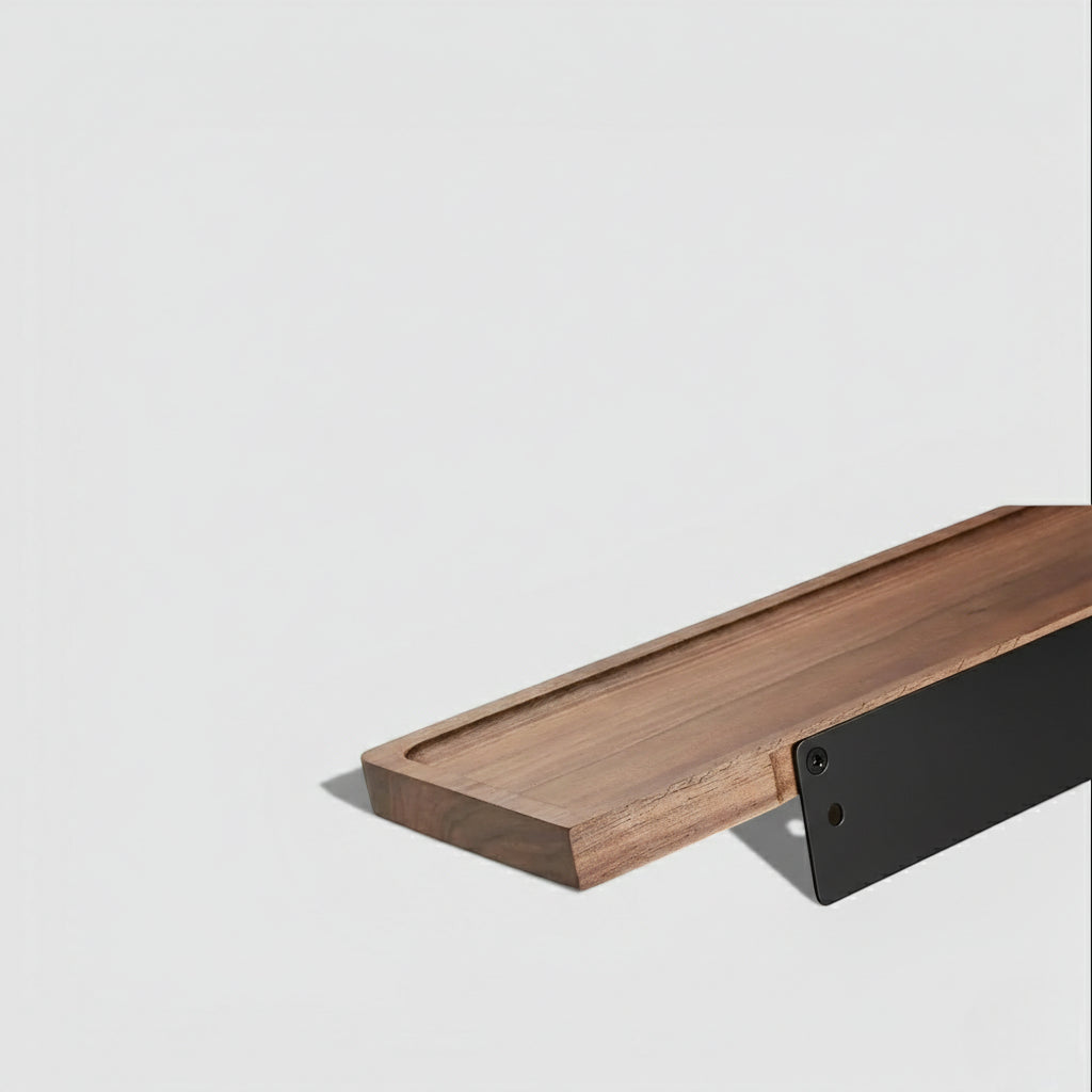 Étagère Murale De Salle Bain En Bois Naturel Foncé