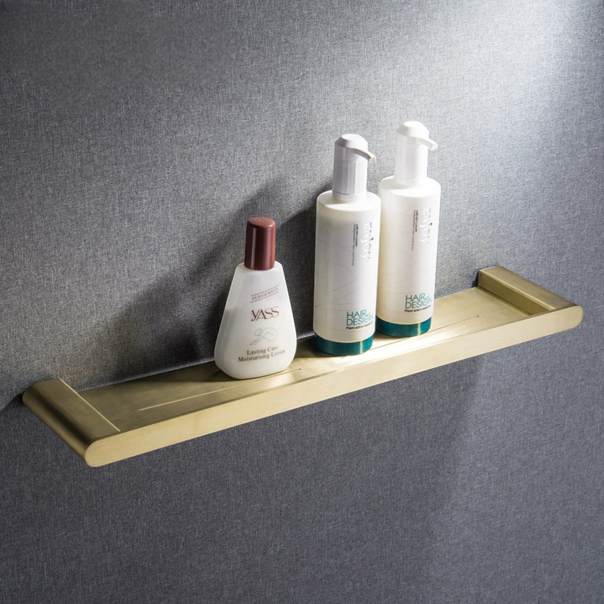Étagère Murale Dorée De Salle De Bain Métallique À Fixations Invisibles À Rebords Épais