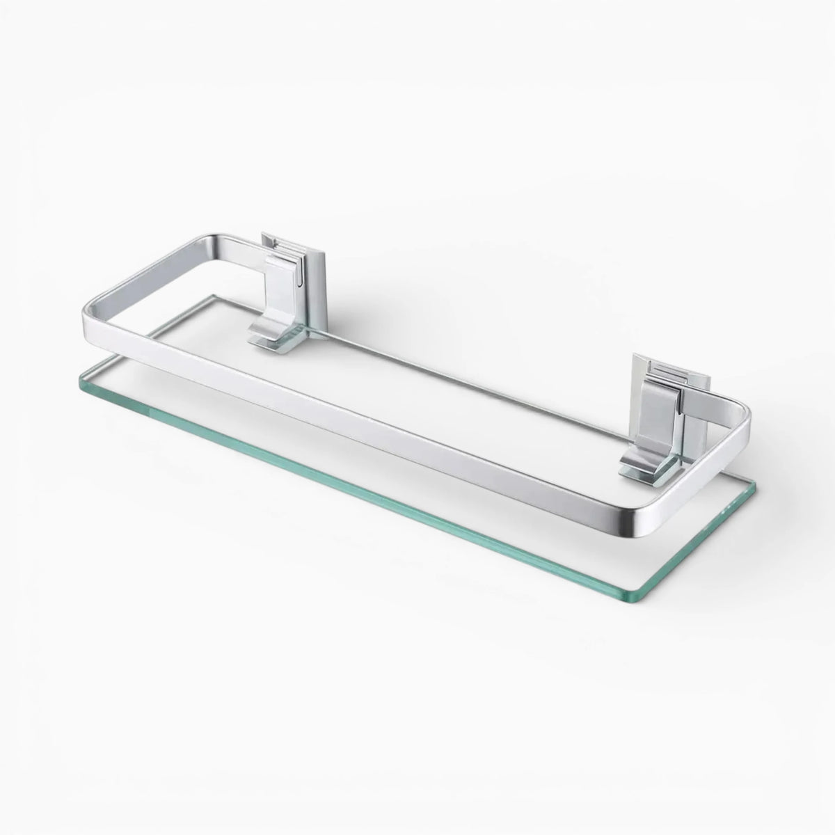 Étagère Murale De Salle De Bain En Verre Trempé À Rebords Métalliques À Fixations Invisibles