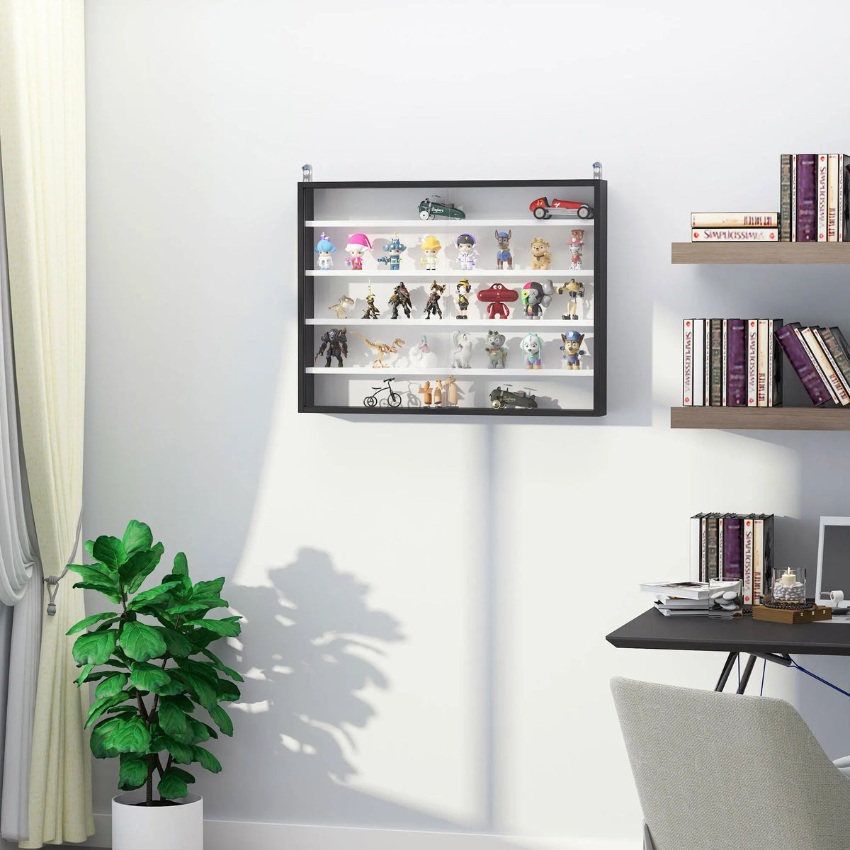 Étagère Murale En Bois À Vitres En Verre