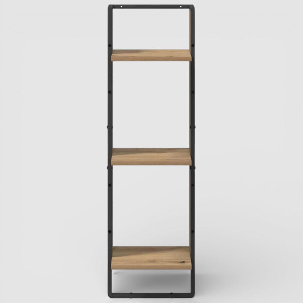 Étagère Murale En Bois Naturel Et Métallique À 3 Étages À Fixations Invisibles