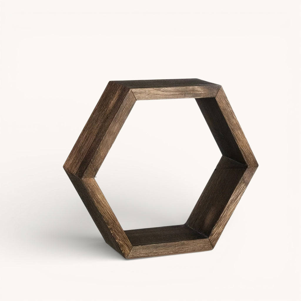 Étagère Murale Cube Hexagonal En Bois Foncé
