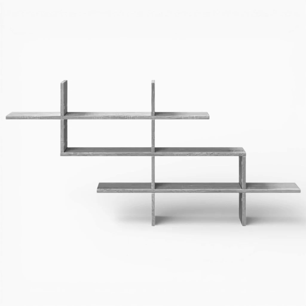 Étagère Murale Grise En Bois Naturel À 3 Étages À Fixations Invisibles