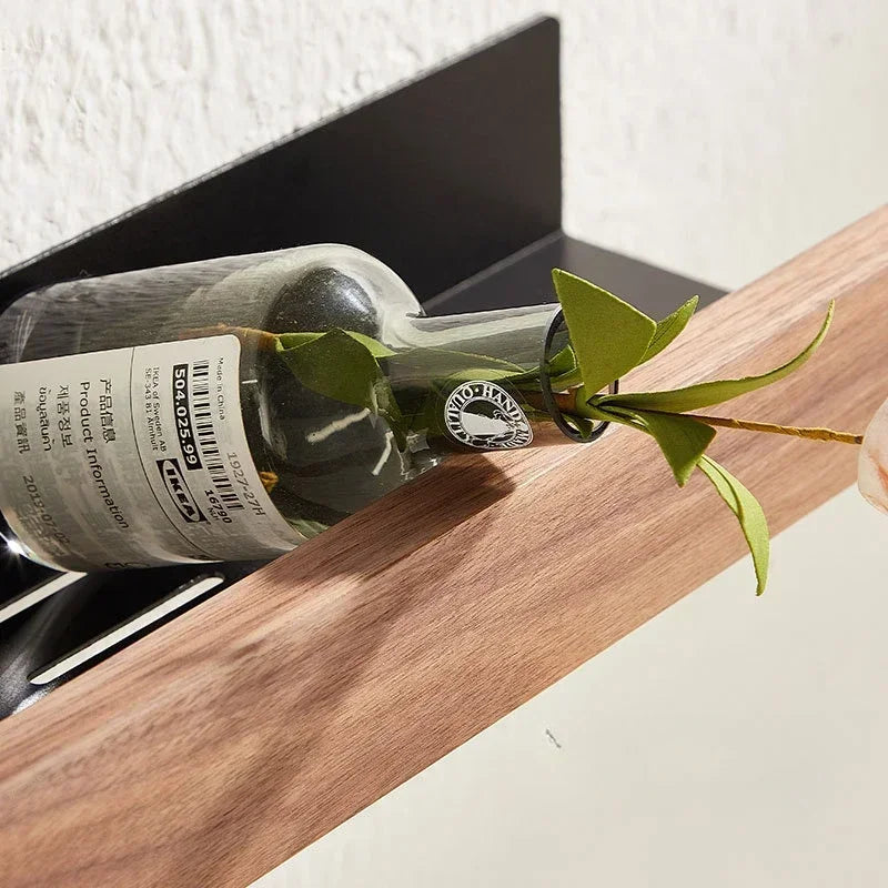 Étagère Murale De Salle De Bain À Rebords En Bois Foncé