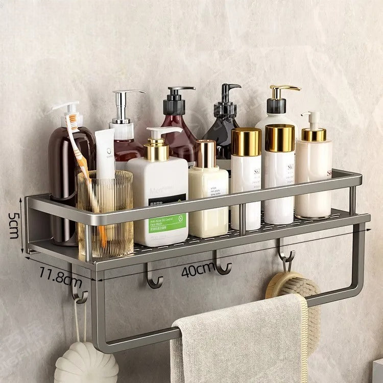 Étagère Murale De Salle De Bain À Crochets En Métal