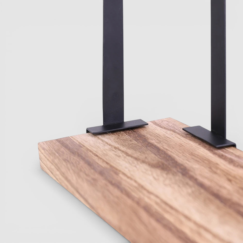 Petite Étagère Murale D'angle Vintage En Bois Naturel Foncé À Fixations Invisibles