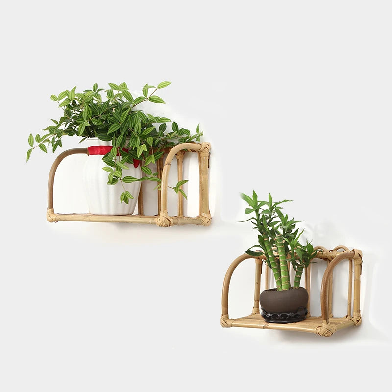 Étagère Murale En Rotin Et Bambou Sans Percer