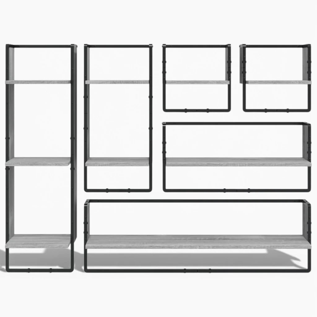 Grande Étagère Murale Industrielle En Bois Naturel À Contours Métalliques À Fixations Invisibles