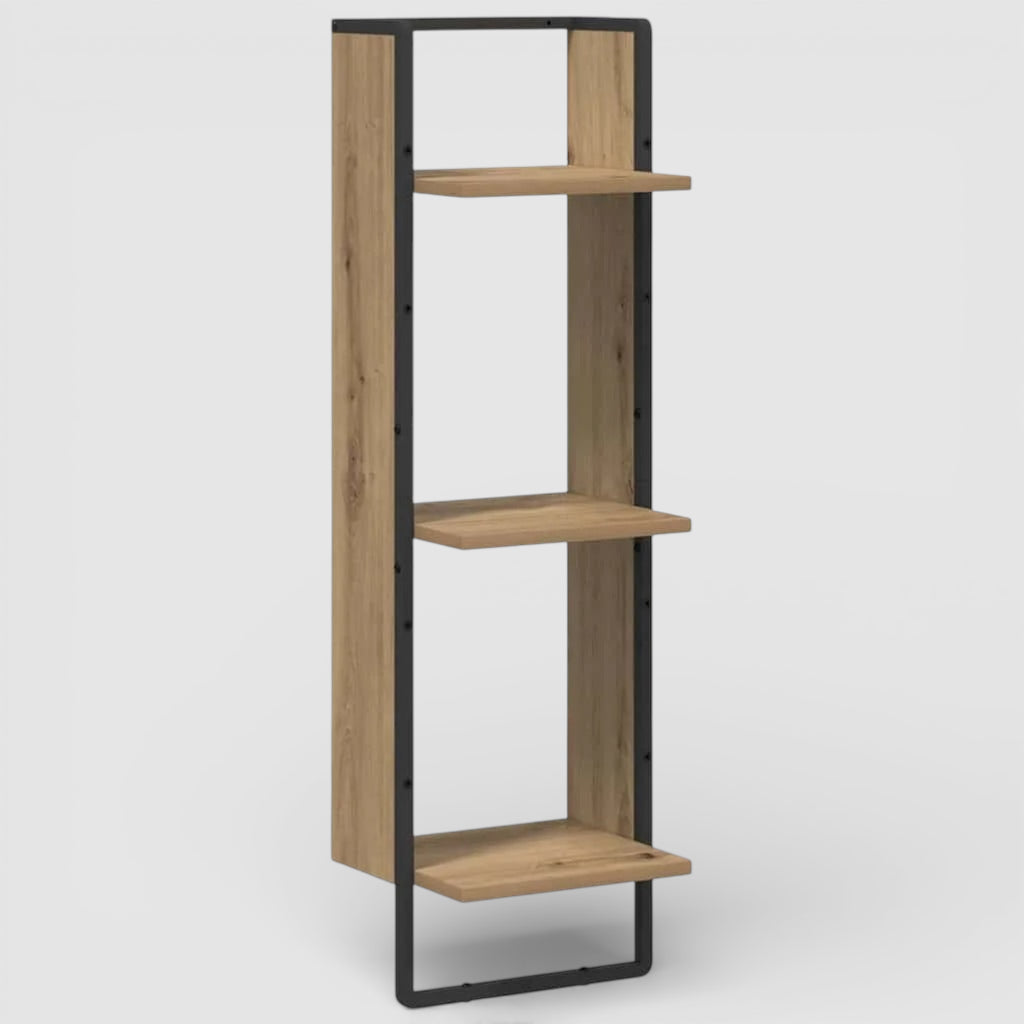 Étagère Murale En Bois Naturel Et Métallique À 3 Étages À Fixations Invisibles