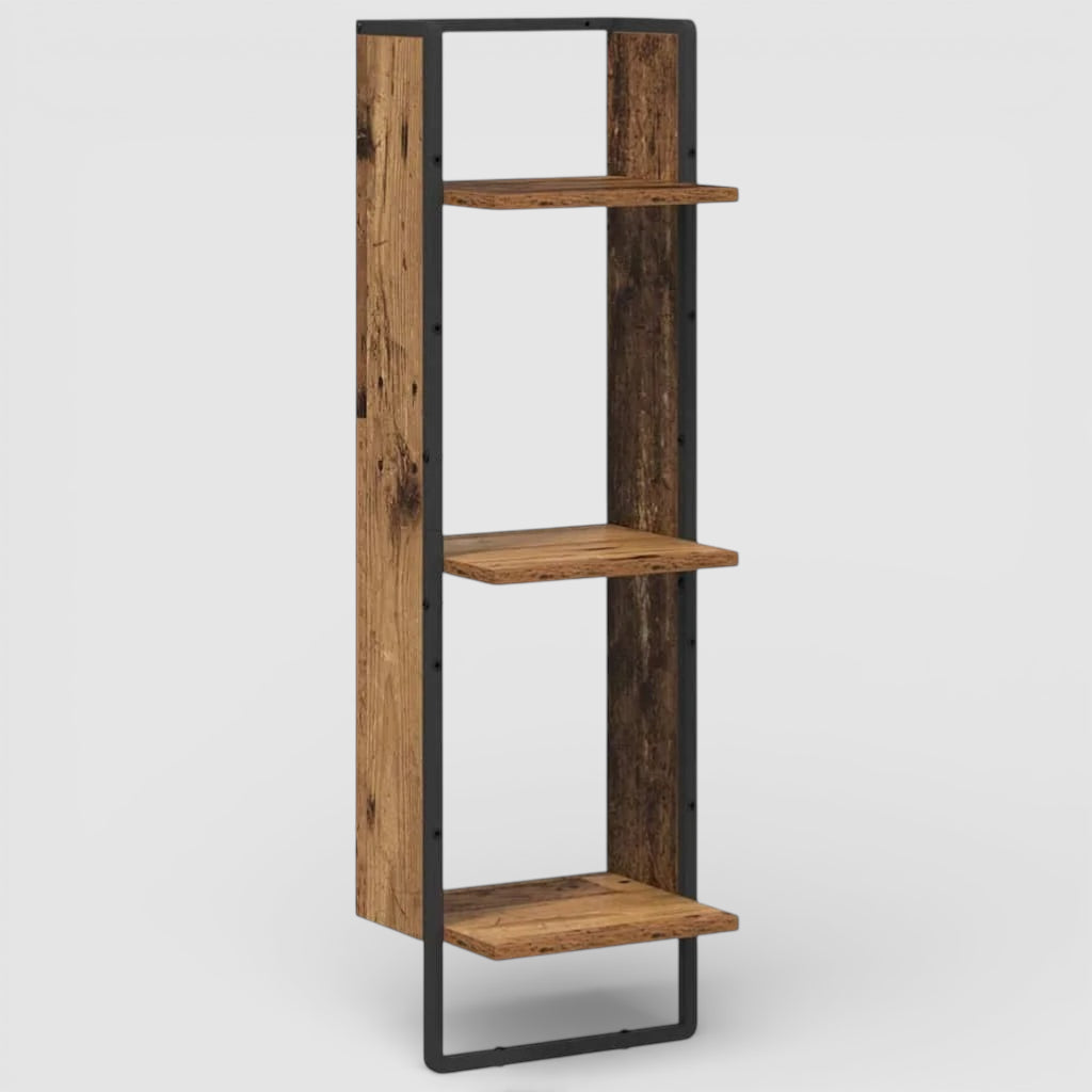 Étagère Murale En Bois Naturel Et Métallique À 3 Étages À Fixations Invisibles