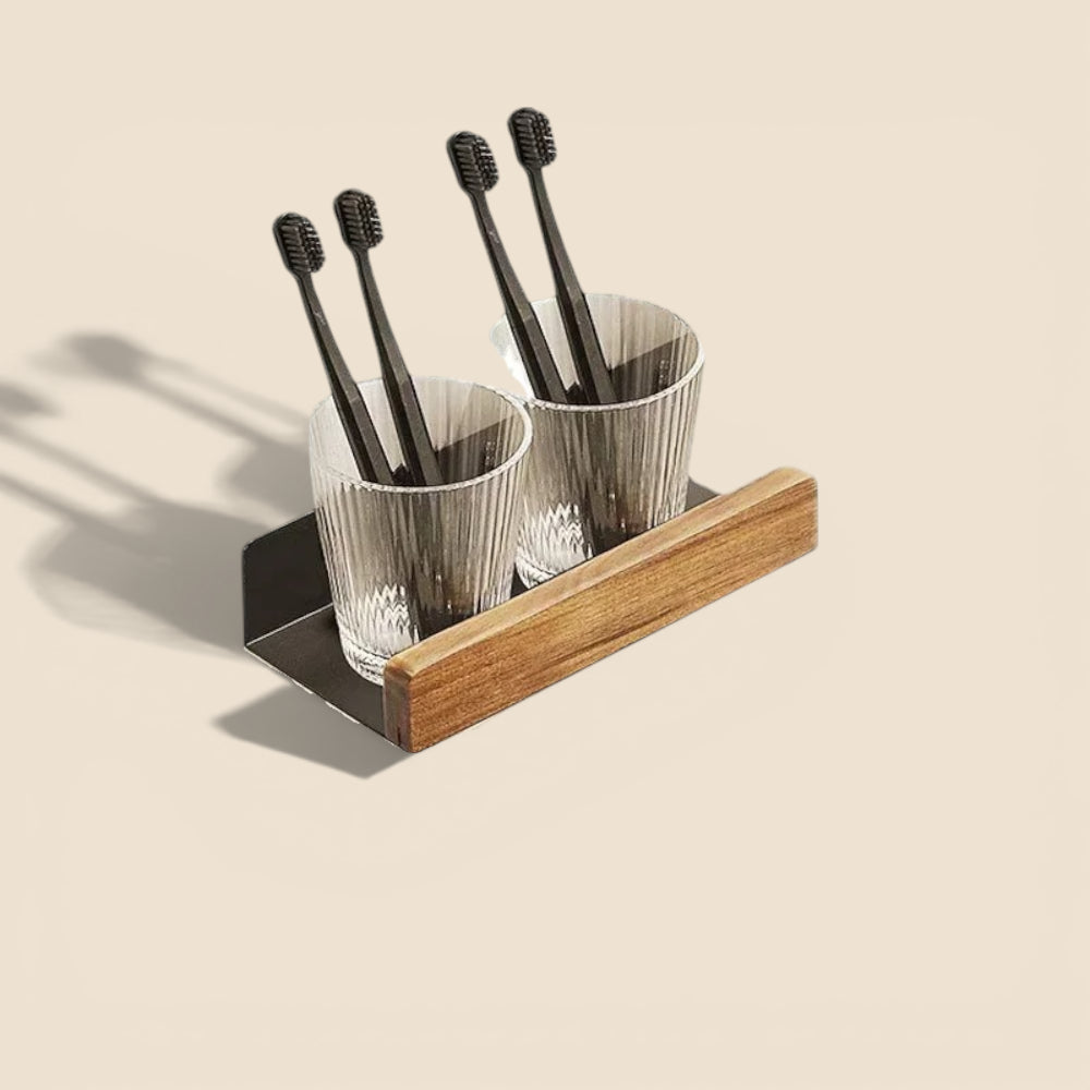 Étagère Murale De Salle De Bain À Rebords En Bois Foncé