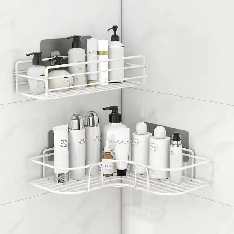 Étagère Murale D'angle De Salle De Bain à Barreaux Métalliques Sans Percer