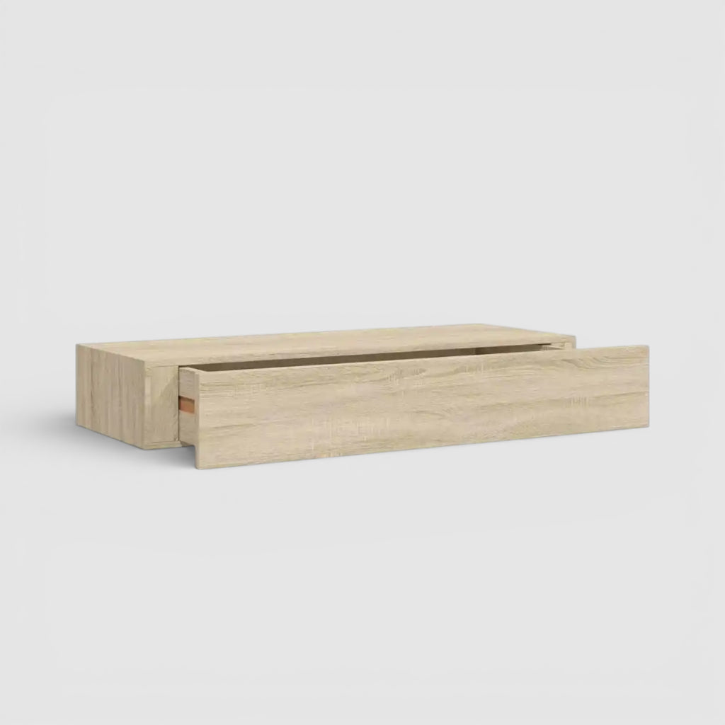 Étagère Murale En Bois Clair À Tiroir À Fixations Invisibles