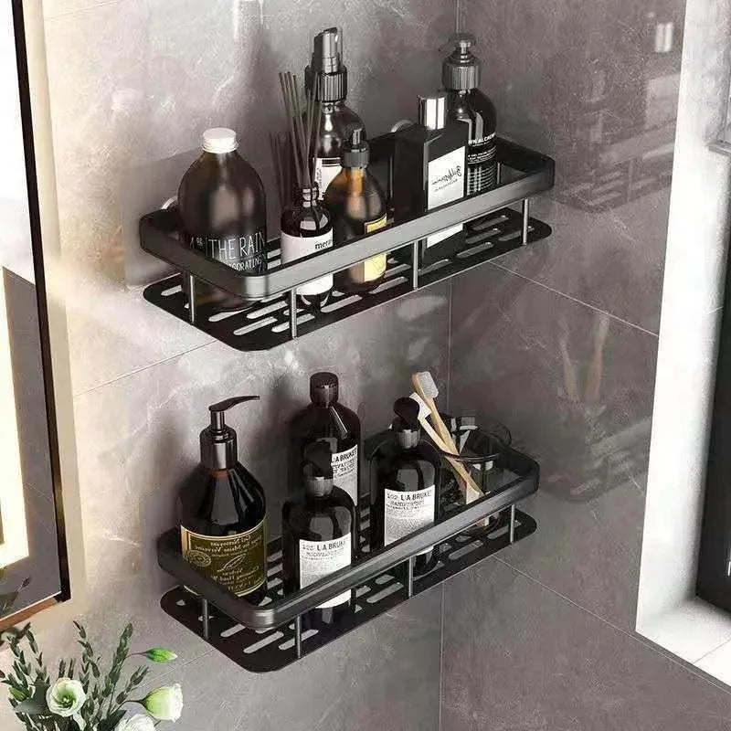 Étagère Murale De Salle de Bain Métallique À Rebords Sans Percer