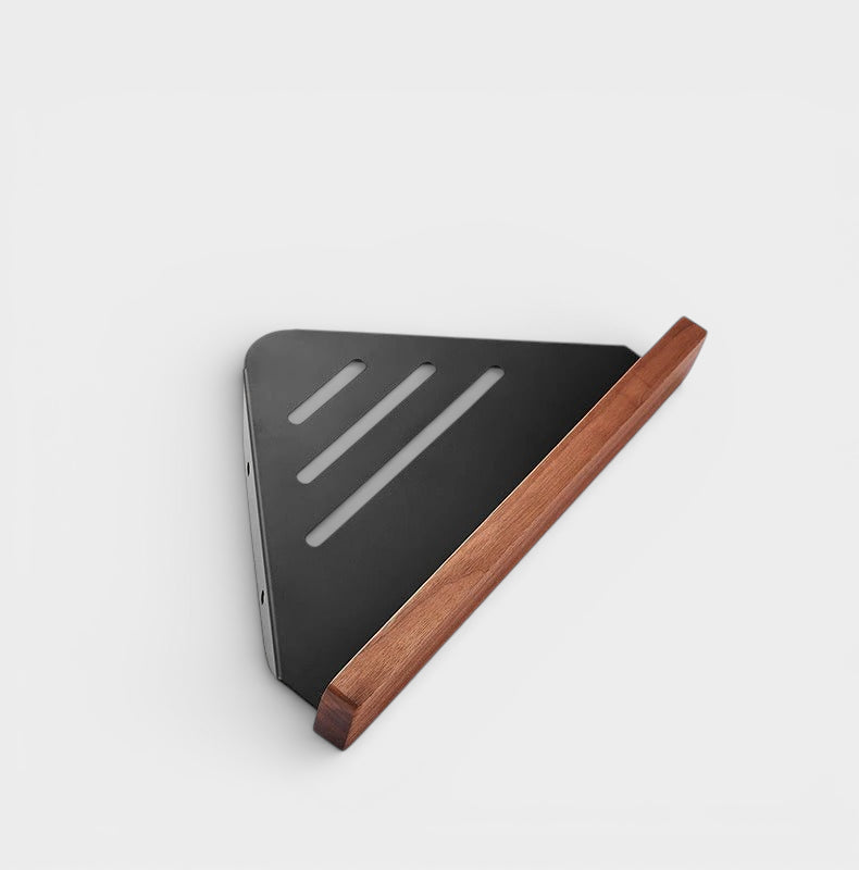 Étagère Murale D'Angle De Salle De Bain À Rangements Pour Accessoires En Bois