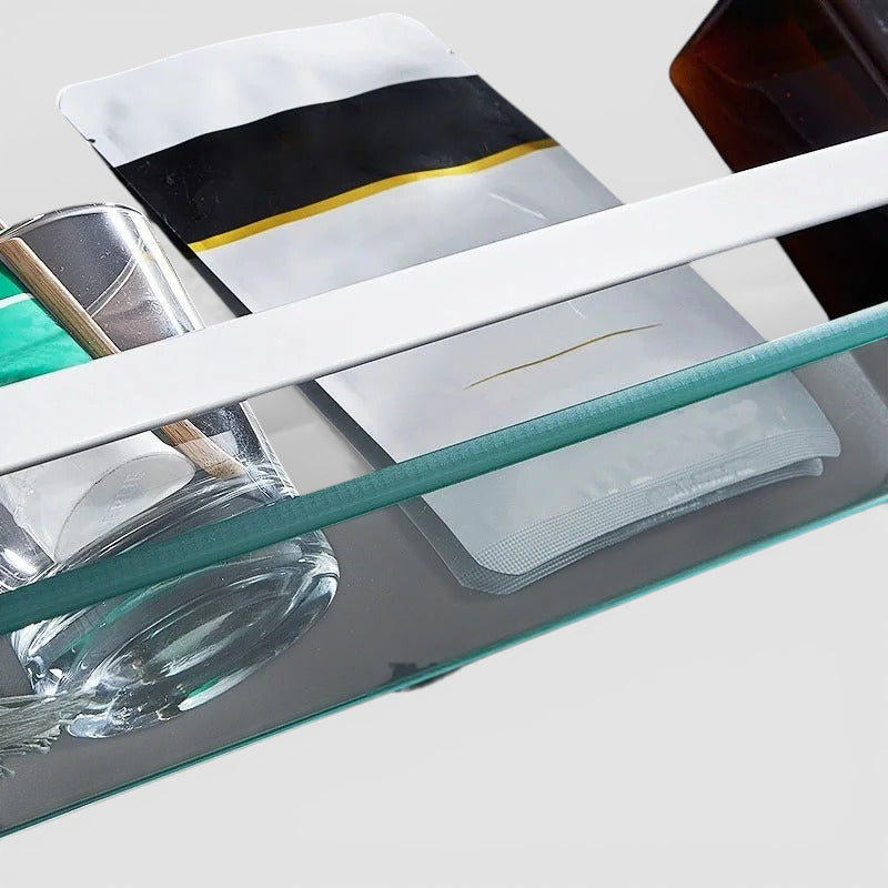 Étagère Murale De Salle De Bain À Fixations Invisibles À Rebords En Verre