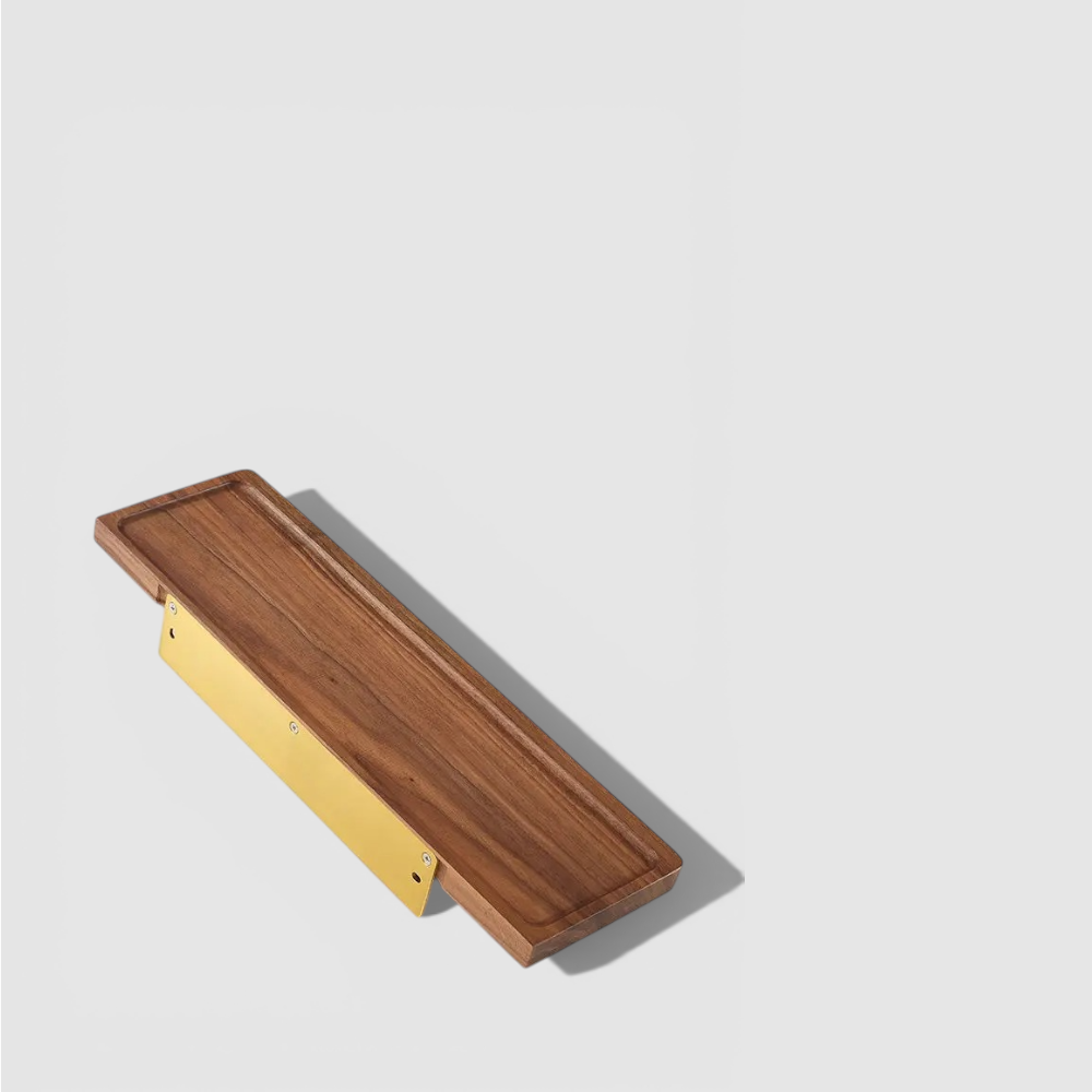 Étagère Murale De Salle Bain En Bois Naturel Foncé