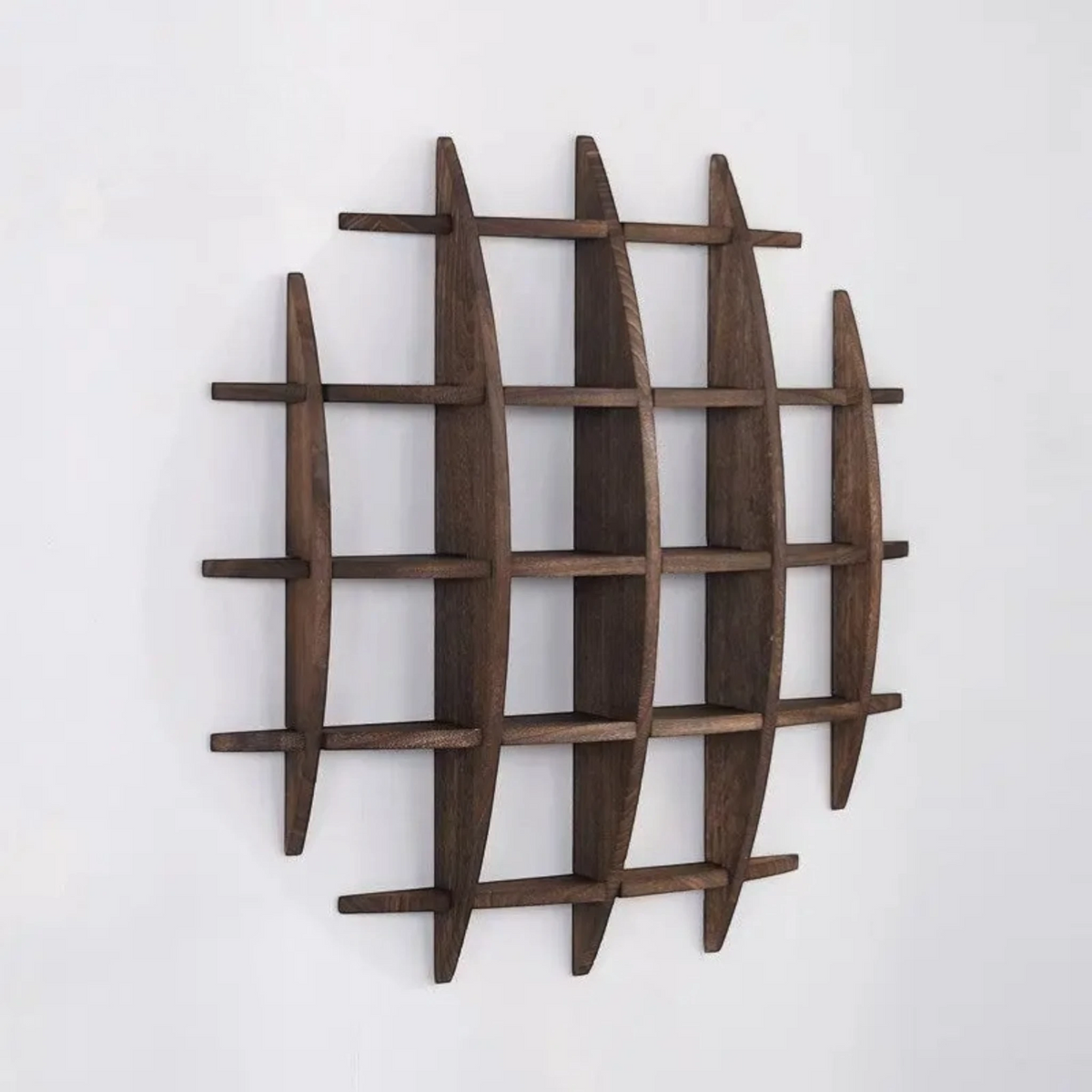 Grande Étagère Murale En Bois Naturel À Étages Compartimentés À Fixations Invisibles