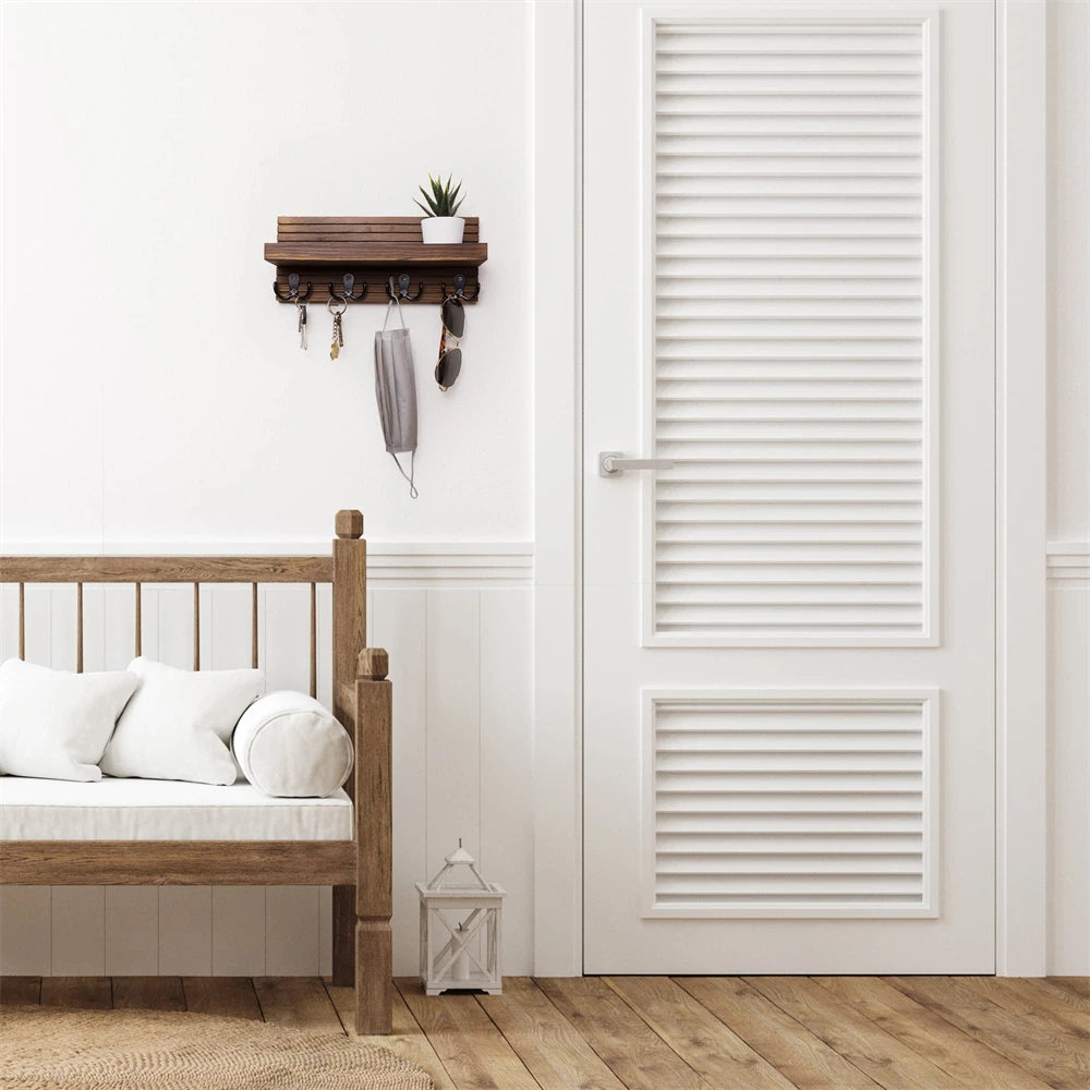 Étagère Murale Console D'Entrée À Fixations Invisibles À Rebords En Bois