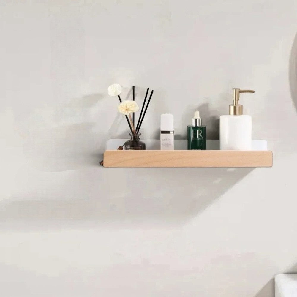 Étagère Murale De Salle De Bain À Rebords En Bois