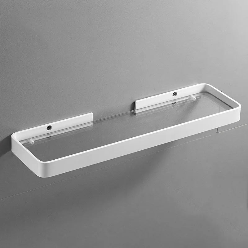 Étagère Murale De Salle De Bain En Verre À Rebords Métalliques Épais À Fixations Invisibles