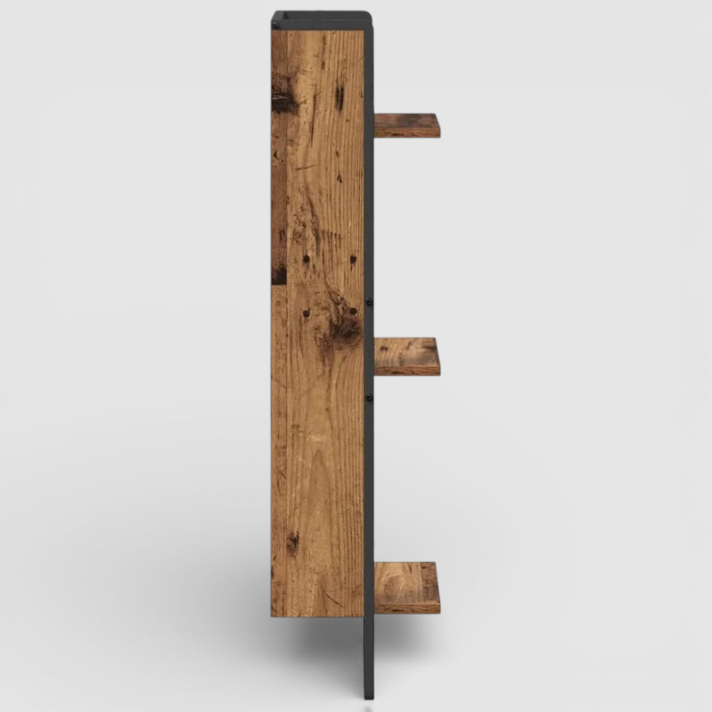 Étagère Murale En Bois Naturel Et Métallique À 3 Étages À Fixations Invisibles