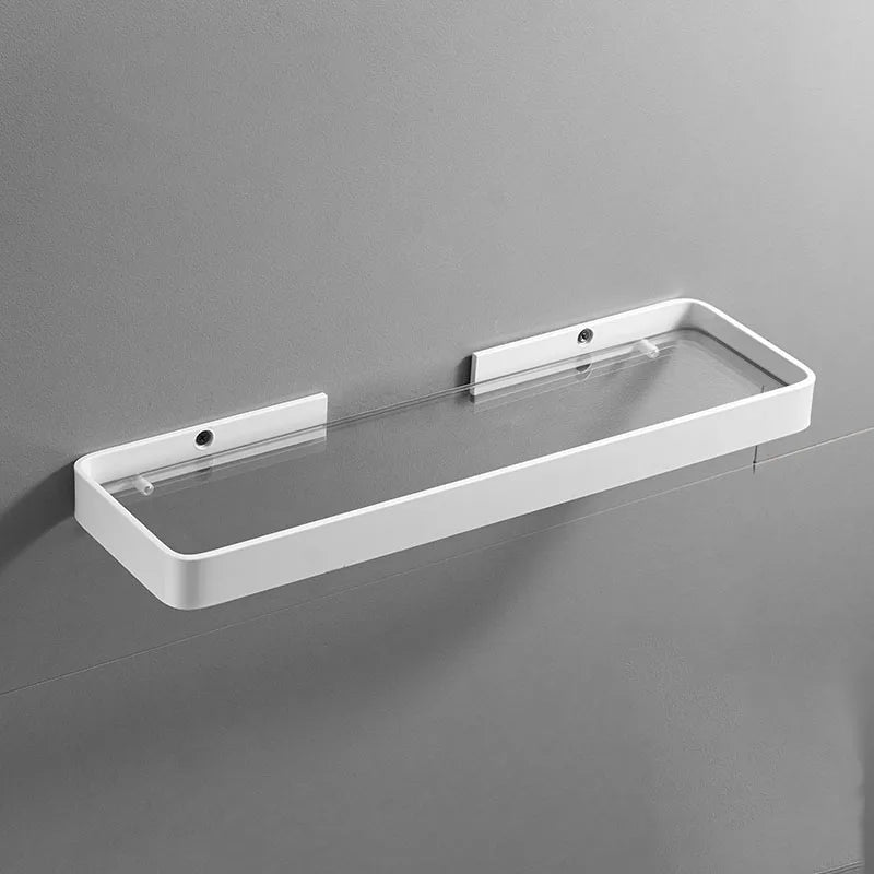 Étagère Murale De Salle De Bain En Verre À Rebords Métalliques Épais À Fixations Invisibles