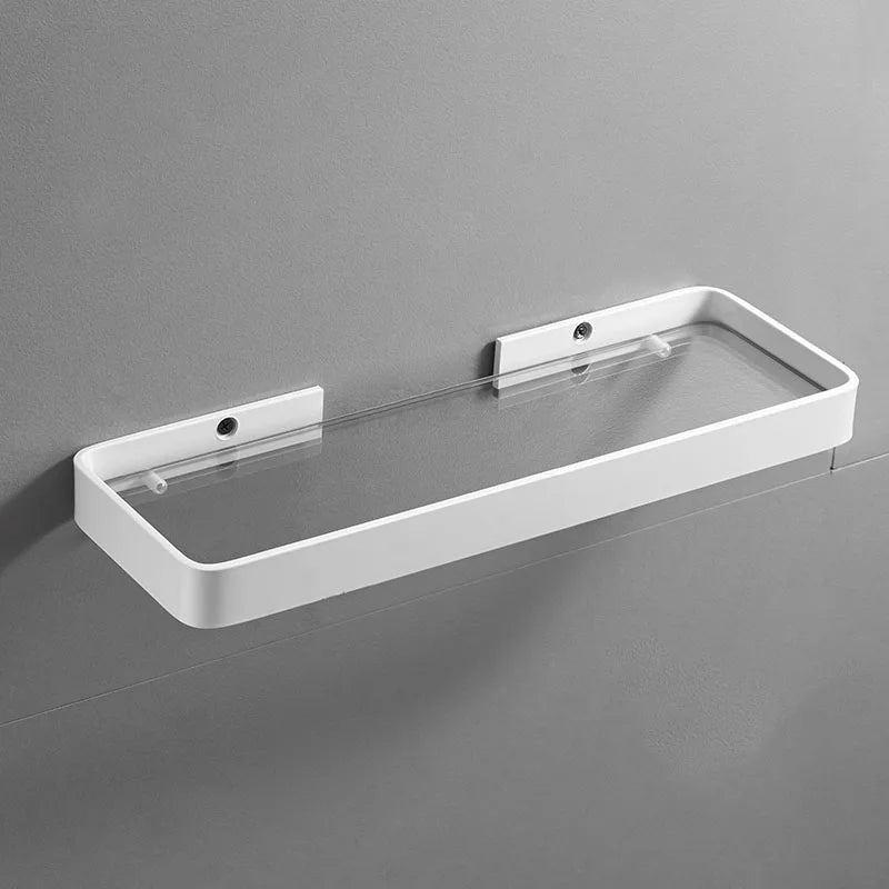 Étagère Murale De Salle De Bain En Verre À Rebords Métalliques Épais À Fixations Invisibles