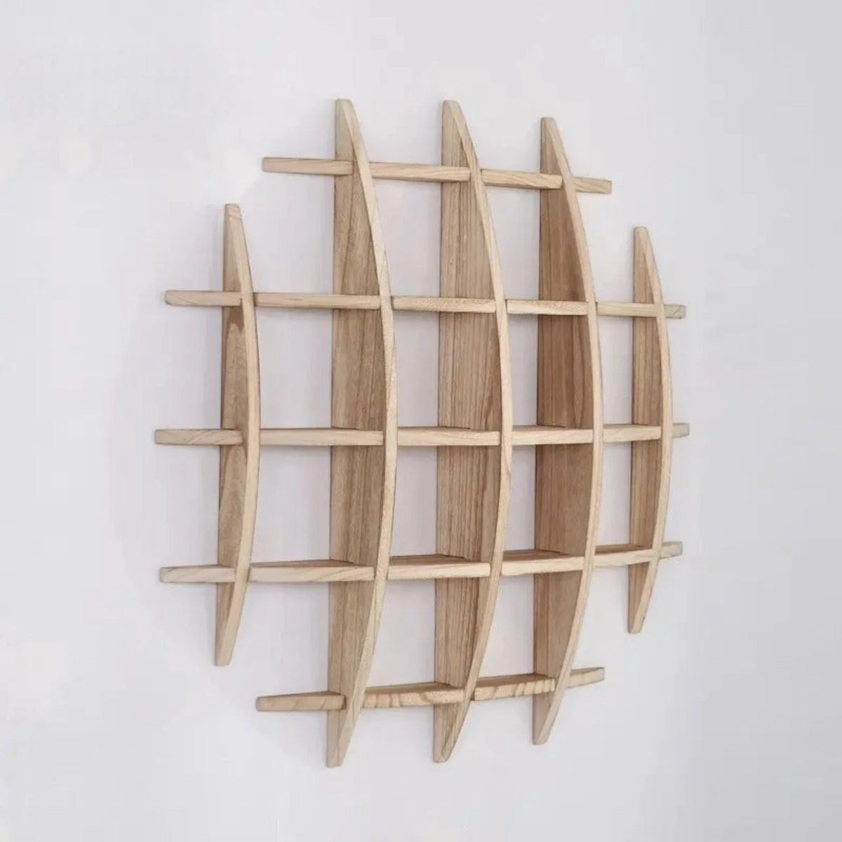 Grande Étagère Murale En Bois Naturel À Étages Compartimentés À Fixations Invisibles