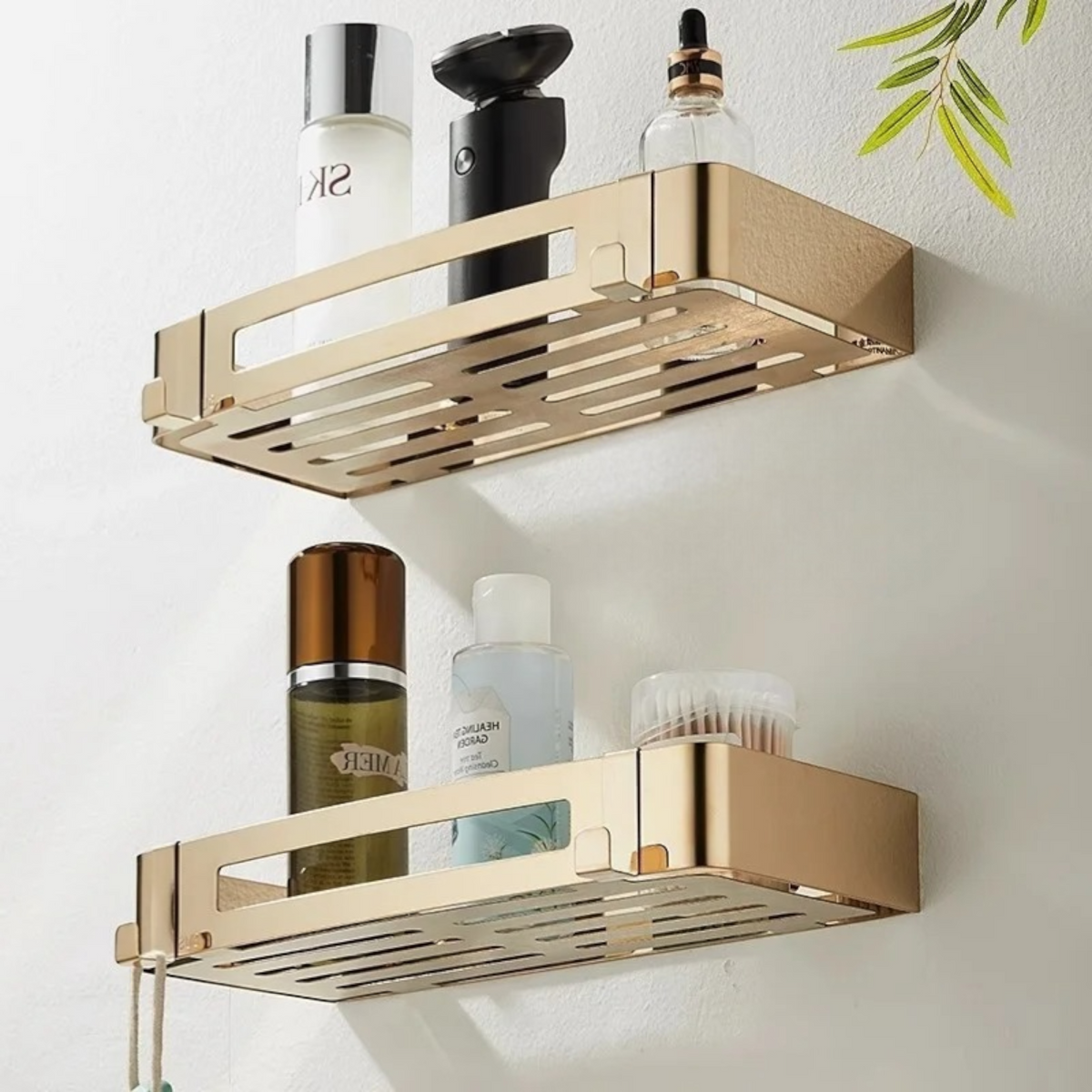 Étagère Murale Dorée De Salle De Bain Métallique À Rebords À Fixations Invisibles