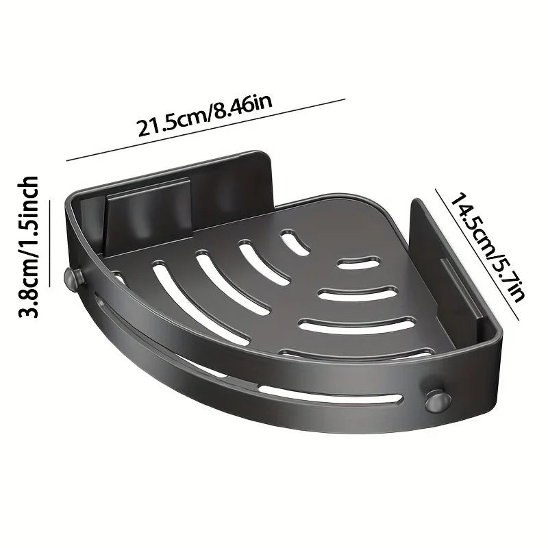 2x Étagère Murale D'angle De Salle De Bain Sans Percer À Évacuation D'Eau