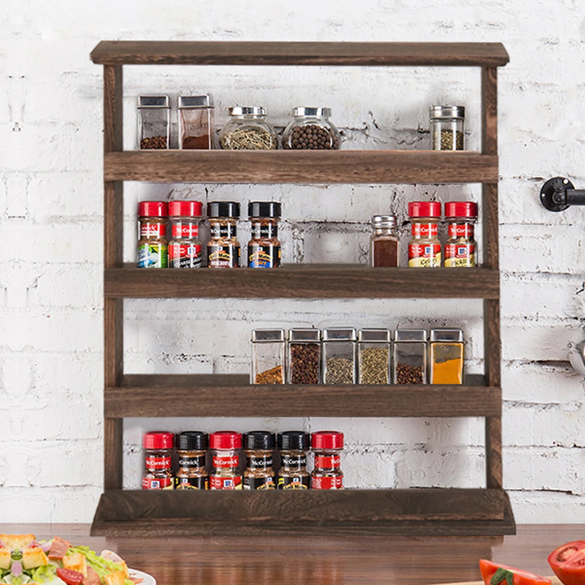 Étagère Murale De Cuisine À Épices En Bois Image