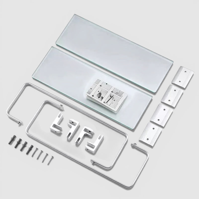 Étagère Murale De Salle De Bain À Fixations Invisibles À Rebords En Verre