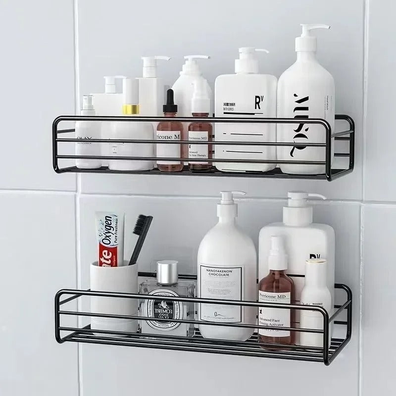 Étagère Murale D'angle De Salle De Bain à Barreaux Métalliques Sans Percer