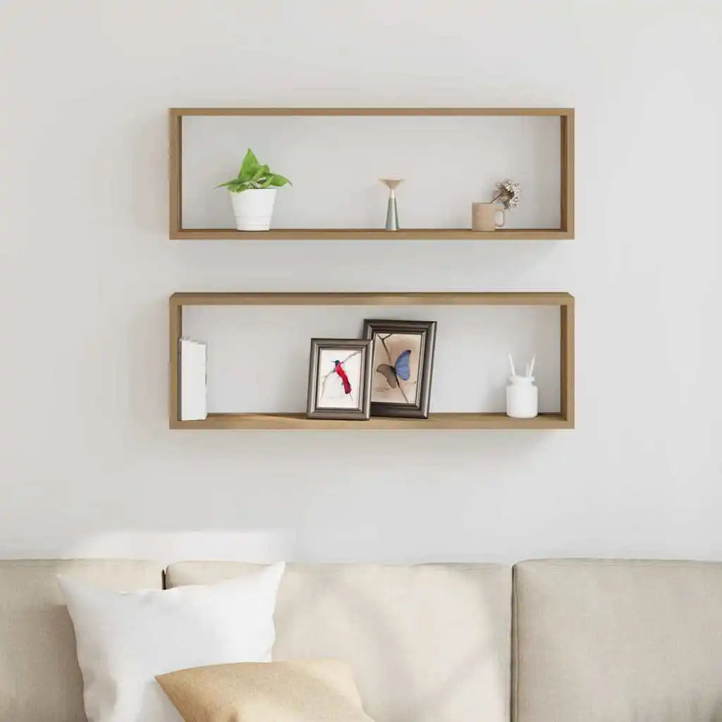 Doubles Étagères Murales En Bois Naturel Clair