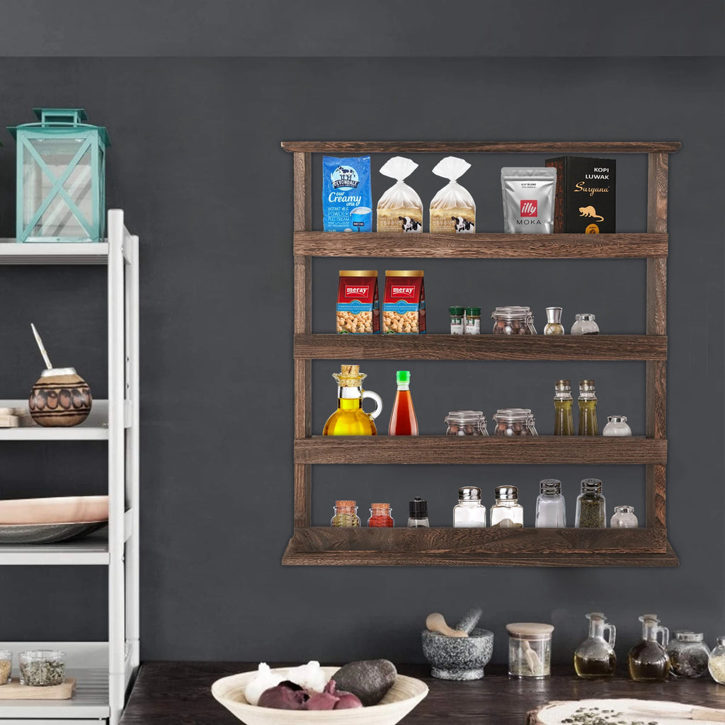 Étagère Murale De Cuisine À Épices En Bois