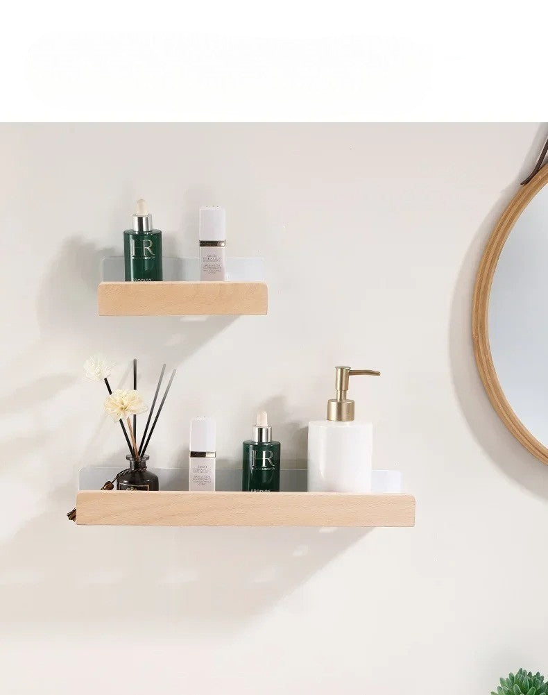 Étagère Murale De Salle De Bain À Rebords En Bois