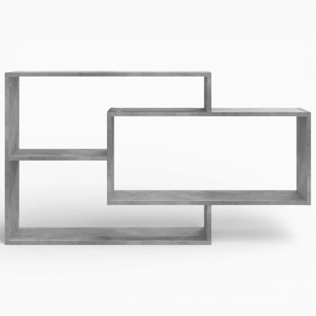 Étagère Murale Grise En Bois Naturel Multi-Étages Compartimentés