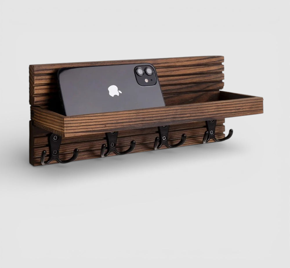 Étagère Murale Console D'Entrée À Fixations Invisibles À Rebords En Bois